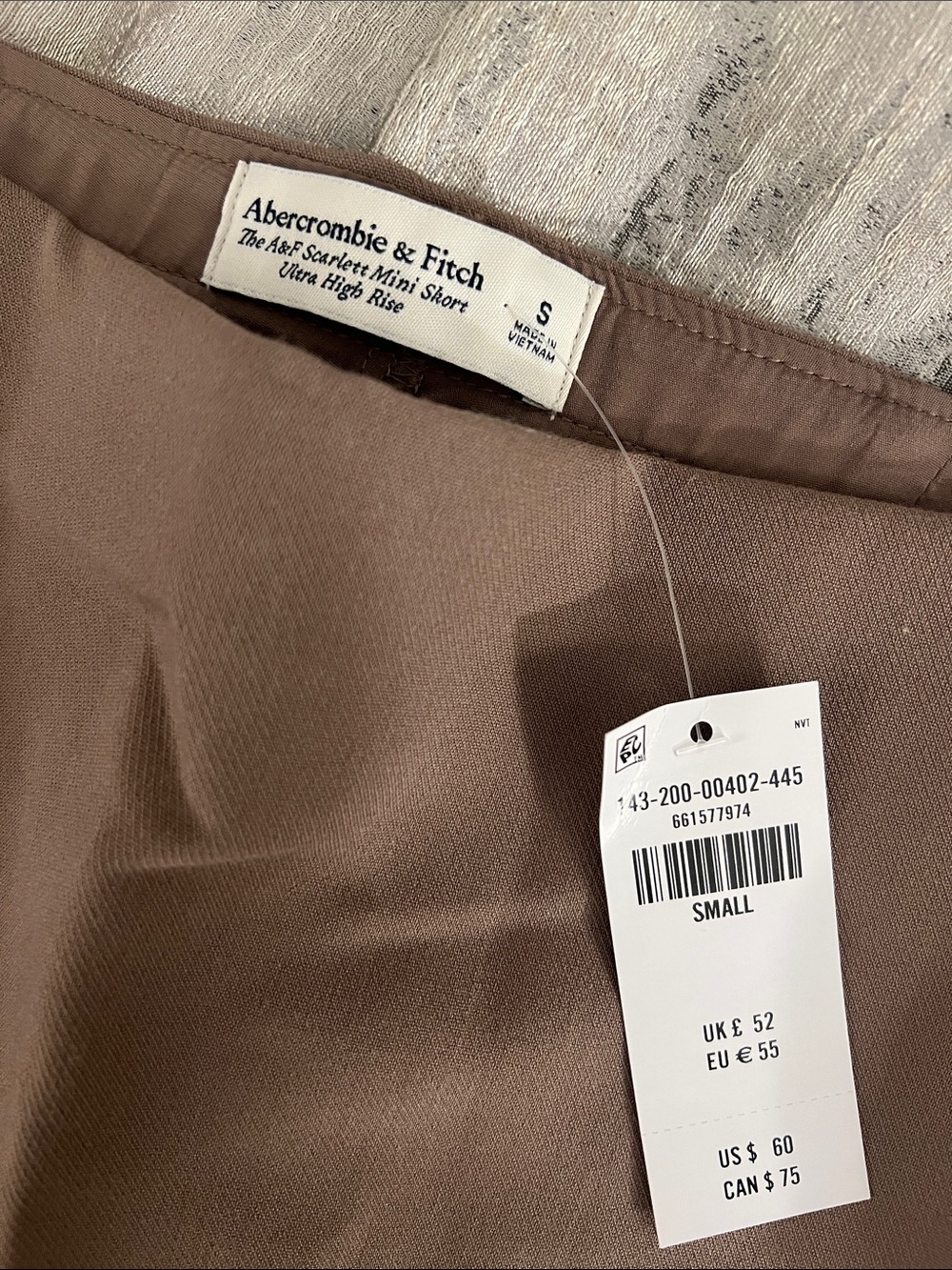 Abercrombie & Fitch Scarlett Mini Skirt Ultra High Rise Taupe - Picture 3 of 4
